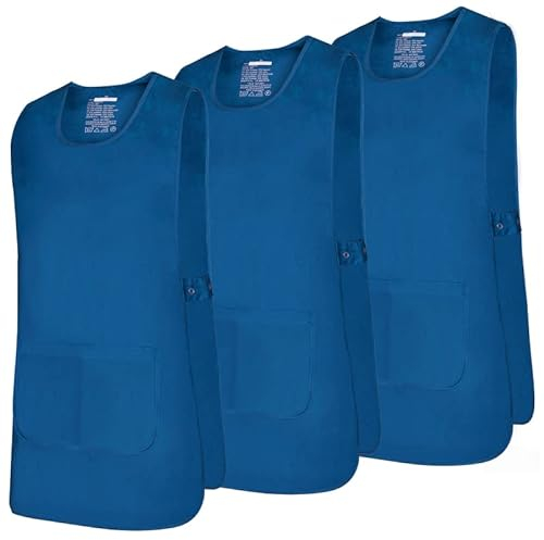 MISEMIYA - Paquete 3 Unidades - Delantal Limpieza Uniforme Laboral CLINICA MÉDICOS Limpieza Veterinaria Sanitarios HOSTELERÍA- Ref.868 - XL, Azul 37