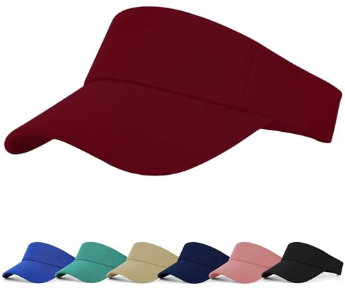 FCHUI Sun Visor Cap - Women Ponytail Baseball Cap for Women and Ladies, Long Peak Thicker Sweatband Adjustable Hat for Golf Cycling Fishing Tennis Running Jogging Visor Hats for Men (Burgundy)