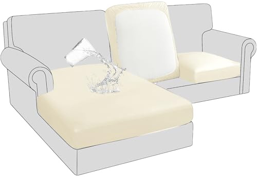 BXFUL Sofa Sitzkissenbezüge wasserdichte Leder Sofakissenbezüge Sofa Kissenbezüge Stretch Rückenlehnen Kissenbezug Couch Sofa Sitzbezug (Übergroßer 3-Sitzer,Beige)