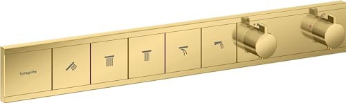 hansgrohe Unterputz Thermostat Dusche RainSelect, Duscharmatur für 5 Verbraucher, Polished Gold Optic