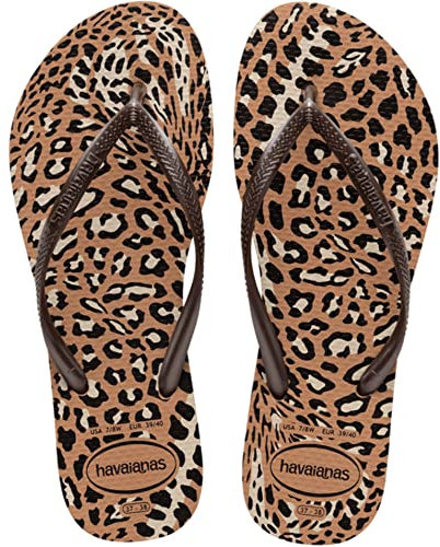 Havaianas Slim Animals, Infradito Donna, Caffè Oro Rosa, 35/36 EU
