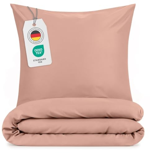 Blumtal Bettwäsche 155x200cm + 2X 80x80cm Kopfkissenbezug - Oeko-TEX zert. Mikrofaser Bettwäsche Set - Mikrofaser Bettbezug bis 95 °C - Deckenbezug + Kissenbezug 3-teilig - Bettbezug Rosa