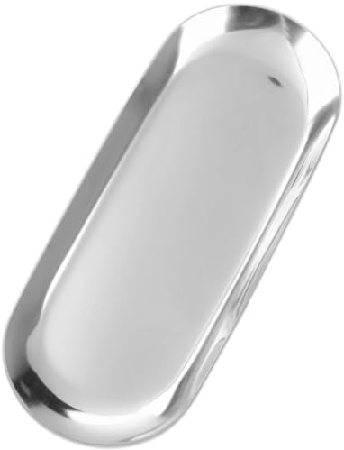Vanyibro Stainless Steel Ornaments Plate,Modern Oval Storage Tray for Cosmetics and More (Silver)