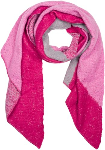 styleBREAKER Damen weicher 3-Farbiger Web Schal in asymmetrischer Form, warme Winter Stola mehrfarbig 01017156, Farbe:Pink-Rosa-Grau