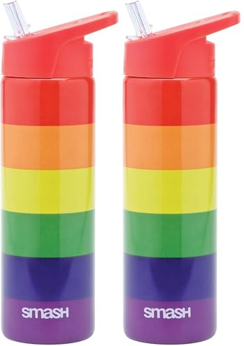 Smash Drink Flask/Bottle, Stainless Steel, Rainbow, 750ml (Pack of 2)