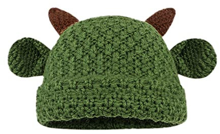 Hörner Mütze Damen Winter Slouch Beanie Mütze Weiche Warme Strickmütze Street Style Grobstrick Wintermütze mit Hörner Frauen Mädchen Jersey Mütze für Frühling Herbst und Winter