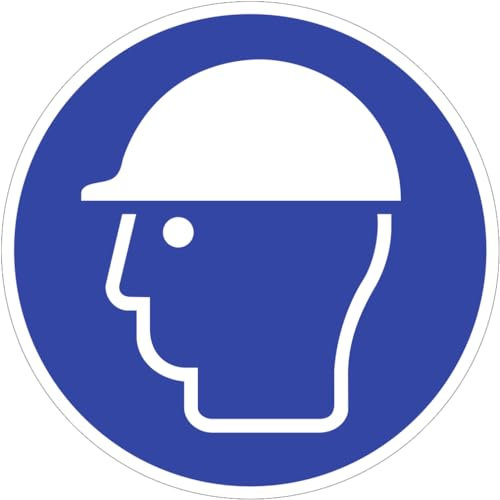 Dreifke® Kunststoff-Schild Kopfschutz benutzen, Ø20cm, 1 Stück, Gebotszeichen (M014) gem. ISO 7010