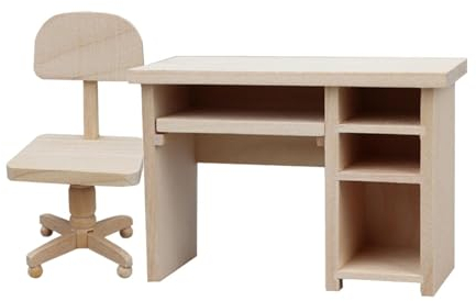 Puppenhaus Miniatur Büroschreibtisch Und Stuhl, Moderne Möbel, Handgefertigtes Einzigartiges Modell Als Geschenk