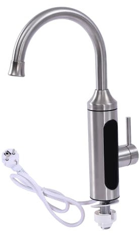 Robinet Électrique Сhauffe-Eau Instantané 220V Robinet électrique en acier Inoxydable avec Affichage Température LED pour Cuisine, Jardin, Salle de bain, Caravane, Robinet Chauffant Instantanée