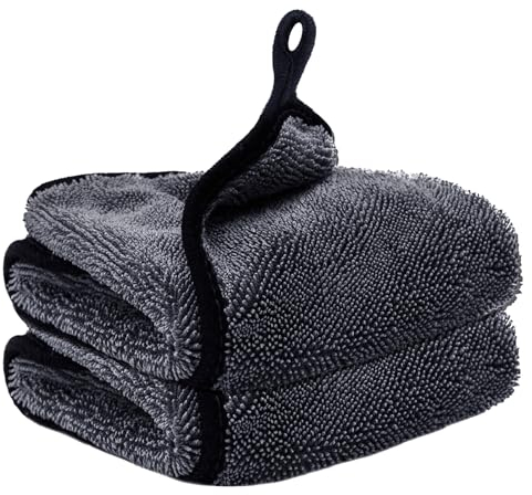 2 Stück Mikrofasertücher Auto Trockentuch, Fast Dry Putztücher - Extrem Saugstark & Weicher - Microfasertuch für Autopflege & Reinigung, Poliertuch zur Reinigung von Auto Motorrad - 40x40cm
