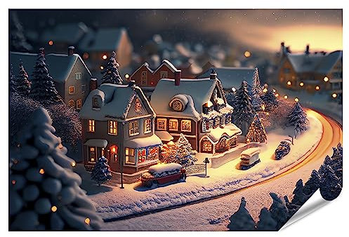islandburner Prime Bild Poster Weihnachtsdorf Schnee Winterdorf Landschaft Weihnachtsferien Schneebed Premium Bilder Fotodruck
