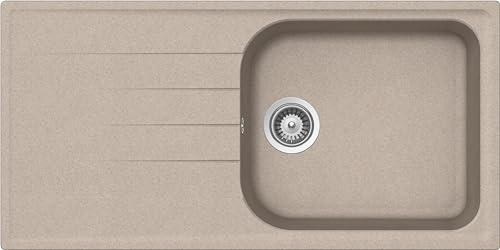 SCHOCK - Lavello Cucina Lithos D100L 1 Vasca Large con Gocciolatoio, Avena | Vasca Reversibile; Materiale Cristalite®; 1000x500mm