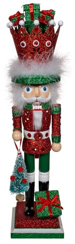 Kurt Adler Hollywood Nussknacker, 45,7 cm, Rot und Grün mit Geschenken, Krone, Nussknacker