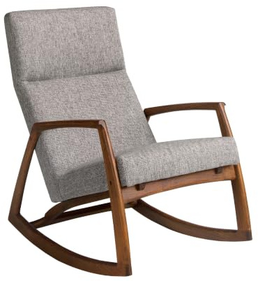 Angel Cerdá – Sessel Modern mit grauem Stoffbezug | Umhüllendes Design, Armlehnen und gepolstertes Sitzkissen | Gestell aus Nussbaumholz | Design für das Wohnzimmer | 68 x 90 x 96 cm