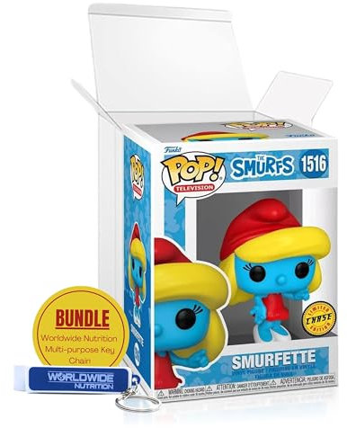 Worldwide Nutrition Bundle kompatibel mit Funko Schlümpfen Schlumpfine mit Blume 1516 Chase Vinyl-Figuren-Variante – Mehrfarbig, 9,5 cm Funko Merchandise mit Schutzhülle und