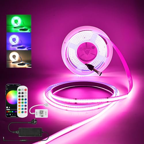 GEYUEYA Home Striscia LED WiFi RGBW 10 m,Striscia led dimmerabile 672 LEDs/m con telecomando,Striscia led alta luminosità 24 V CRI 90+ per camera da letto,cucina,illuminazione domestica fai da te
