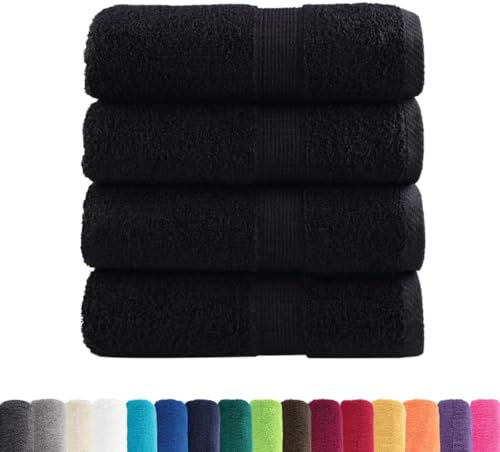 vidaXL Toallas de Mano Premium SOLUND 4 Unidades Negras 30x30 cm 600 g/m²