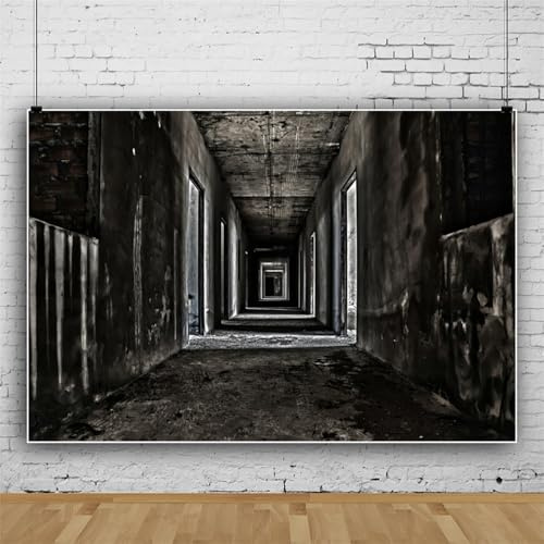 Mateju Halloween Party Dekoration Fotoleinwand Hintergrund, Vinyl Geburtstag Fotohintergrund Tuch, Poster Foto Stand Hintergrund, Geburtstagsdeko (120x80 cm,Korridor)