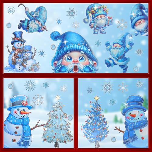 9 Fogli Vetrofanie Natalizie per Finestre Con Argento lucido, Addobbi Natalizi per Vetrofania, Adesivi Natalizi Per Finestre Riutilizzabili, Adesivi Vetro Natale per La Casa, Decorazioni Natalizie