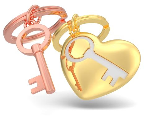 METALMORPHOSE - Porte-clés à Partager Clé de Mon Cœur - Set de deux Porte Clés Amour à Partager - Cadeau St Valentin, Anniversaire - Cadeau Homme et Femme