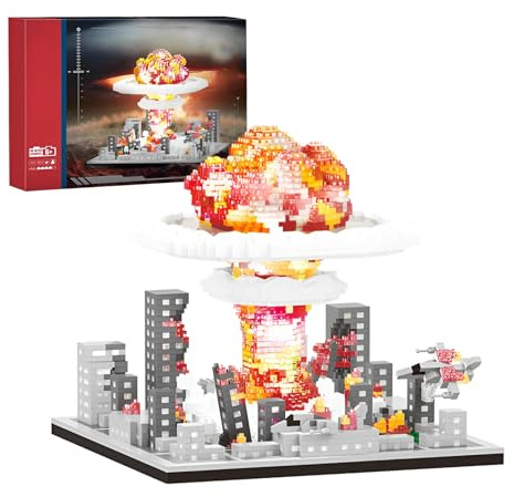 Fuleying Mini Bausteine Bausatz, Nukleare Explosion Bombe Pilzwolke Mikro Klemmbausteine, Stadt Konstruktionen Diamant Bauklötze Spielzeug, 3460 PCS