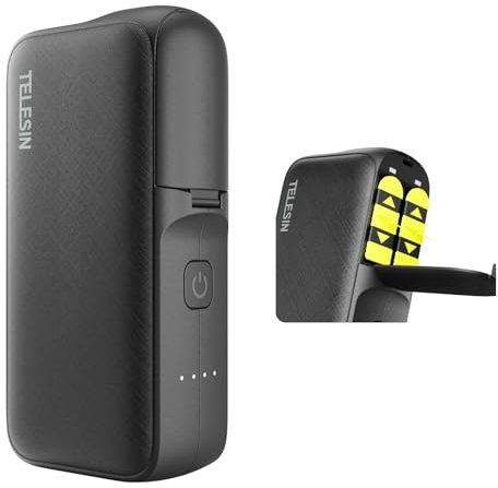 TELESIN 10000mAh Cargador de Banco de energía para Go Pro Hero 13, Cargador rápido de Doble Ranura para GoPro Hero 13, Cargador de Banco de energía multifunción portátil Totalmente