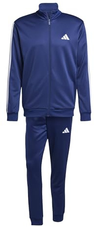 adidas Men's 3 STRIPES FRENCH TERRY TRACKSUITS, dark blue/white, XS