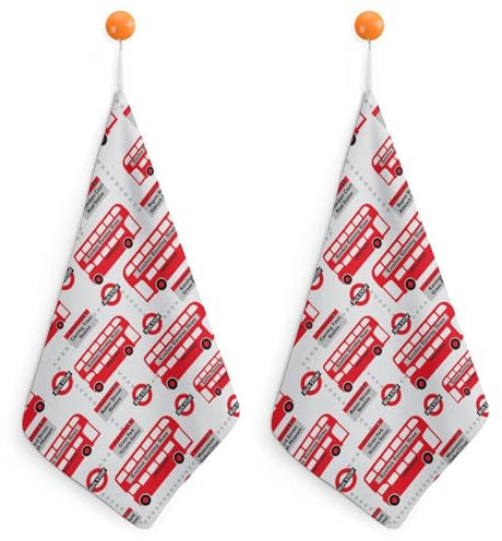 FZRTGOP Roter Bus Handtücher Weich Sehr Saugfähig Badetücher 2Er Pack Handtuch Für Badezimmer Küche 30cm
