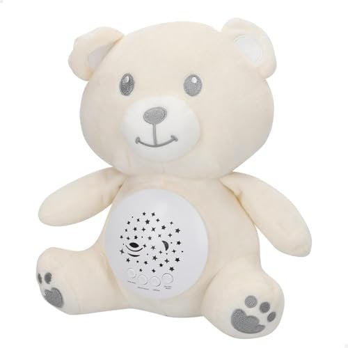 ColorBaby Genial Baby Proiettore stelle, Orsacchiotto, 25 cm, Luce notturna e timer, Peluche per bambini con suoni e rumore bianco, regalo neonato, regali per neonati (34034)