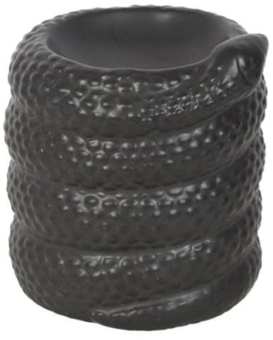 Snake-Shaped Oil Burner & Wax Warmer - Unique Coiled Black Design, Fragrance Diffuser for Essential Oils & Wax Melts, Stylish Home Decor for Relaxing Ambiance & Aromatherapy