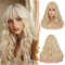 BARSDAR Mittel Lange Blond Perücke mit Pony, 46cm Gewellt Perücken mit Pony für Frauen Lockige Synthetisches Hitzebeständig Schulterlange Perücke Cosplay Party - Blond