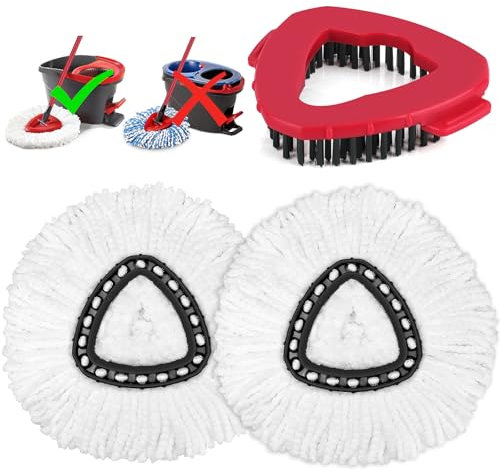 Spin Mop Head Replacement Scrub Brush Compatible with Vileda EasyWring 1 Tank System Turbo Microfiber Swivel Refills Scrubbing Floor Scrubber for Bathroom Garage Kitchen Floor Pools Wall