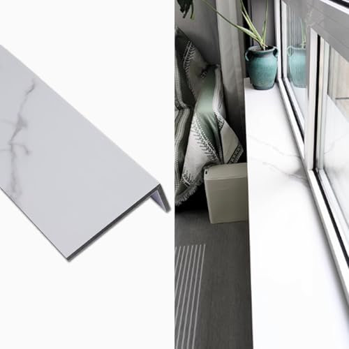 White Texture Window Sill Cover Modern Decorative Tile Finish Windowsill Board Cap for Dorm/Hotel Protective Ledge Guard (180x12cm)