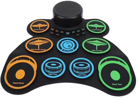 Elektronisches Schlagzeug-Set,Wiederaufladbares Roll-Up-Drum-Pad, Elektrisches Schlagzeug-Set,Schlagzeug-Übungspad mit Integriertem Lautsprecher, Mehrere Soundeffekte Trommelstöcke