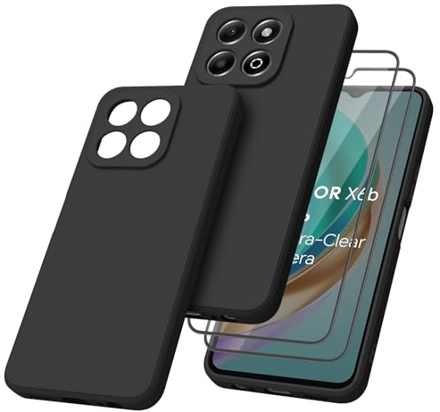 Vancle für Honor X6b Hülle mit 2 Panzerglas, Premium Silikon Handyhülle mit Kratzfest Mikrofaserfutter kompatibel mit Honor X6 b Schutzhülle