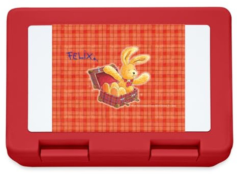 Spreadshirt Felix Der Hase Im Koffer Muster Brotdose Lunchbox, One size, Rot