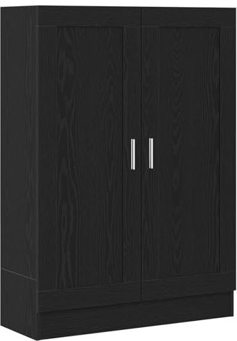 vidaXL modernes Bücherregal aus schwarzer Eiche für Wohnzimmer oder Arbeitszimmer, langlebiger Holzwerkstoff mit bündigen Türen, DREI Fächern, eleganter Stauraum- und Ausstellungslösung, Möbel