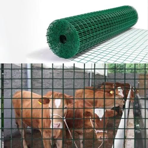 HWLL Maschendrahtzaun PVC-beschichtete Geschweißte Drahtzaunrolle 11,5 GA, Viehzaun, Farmzaun, Tierbarriere, für Hundegrenze, Hof, Gemüsepflanzenschutz, Geflügelnetz(H-2m/6.6ft)