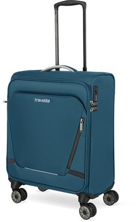 travelite Handgepäck Koffer mit 4 Rollen für Lufthansa, Austrian + Swiss, integriertes Zahlenschloss, Bordtrolley JETPACK: Kompakter Weichgepäck Trolley mit Aufsteckfunktion, 55x40x23 cm, 41 l, 2,5 kg