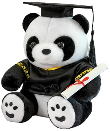 Panda Bear Graduation – Weiches Plüsch-Panda-Spielzeug | Plüschtier mit einer Mütze und einem Diplom | Klasse von 2025 Abschlussgeschenk | Süße Panda-Puppe | Graduierung Keepsake M