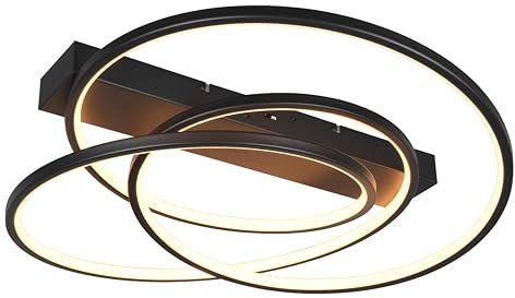Trio Leuchten LED Deckenleuchte Darvin 649110132, Metall Schwarz matt, inkl. 34 Watt LED, Lichtfarbe einstellbar, Switch Dimmer