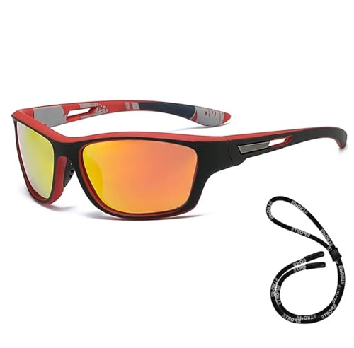 RYRYR Sonnenbrille, polarisierte Retro-Sonnenbrille, polarisiert for Männer und Frauen, Outdoor-Sport, Angeln, Sonnenbrille, Schutz, Autofahren, Brille for Angeln, Laufen, 1 Stück(Red)