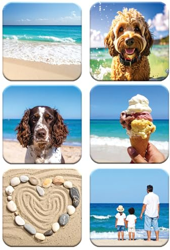 MUGGZ - Personalised Coaster (9cm) with Photo Collage – Set of 6 Coasters - Personalise with Six Photos or Logos - Novelty Custom Gift for Family, Birthday, Anniversary, Mum, Dad, Corporate Business