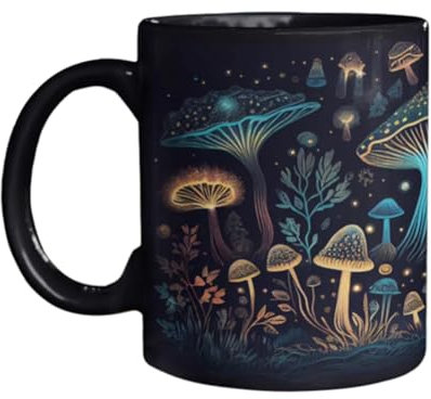 Taza De Té De Champiñones, Taza De Café De Champiñones | De Café Novedosas Con Patrón De Setas Que Cambian De Color De 12 Onzas,Tazas De Chocolate Caliente Para Mujeres Y Hombres, Taza De Leche,