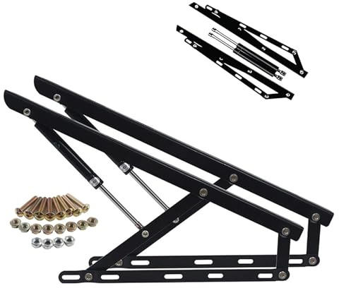 ROFBIHG Juego De Mecanismos Elevables para Cama Canapé, Juego De 2 Bisagras para Canapé con Resortes, Negro, Cama De Sistema De Elevación, Plegable Herraje De con Elevación, Acero Bisagra(0.61m)