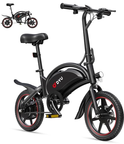 DYU D3S E-Bike Klapprad 14 Zoll - Elektrofahrrad, 25 km/h Höchstgeschwindigkeit, 40 km Reichweite, Scheibenbremsen, faltbar, für Jugendliche und Erwachsene