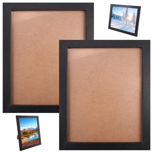 2Pcs Marco de Fotos 20x25 cm, Marcos Cuadro Madera con Cristal Acrílico | Picture Frame Sin Paspartú, Porta Retrato Fotos Exposición Horizontal o Vertical, Marco Negro para Salone Dormitorio