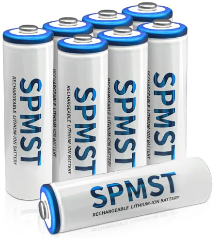 Batterie AA ricaricabili SPMST, 8 pacchetti di batterie AA al litio 3600mWh 1.5V - adatte alla maggior parte dei dispositivi elettrici come giocattoli, controller di gioco, telecamere, microfoni, ecc.