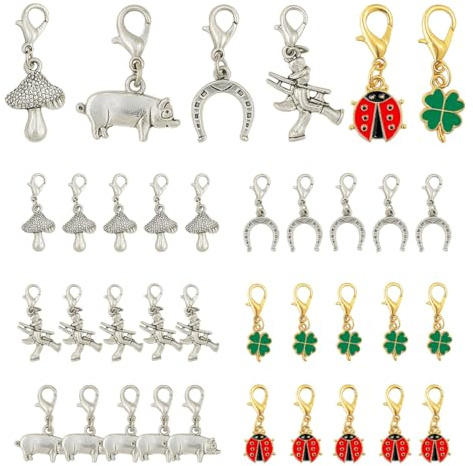 36 Stück Glücksbringer Schlüsselanhänger Set, Sechs Verschiedene Motiven | Süße Schlüsselanhänger Kleeblatt für Die Glücksbringer Prüfung, Viel Glück Geschenke für Silvester, Abitur & Abschied