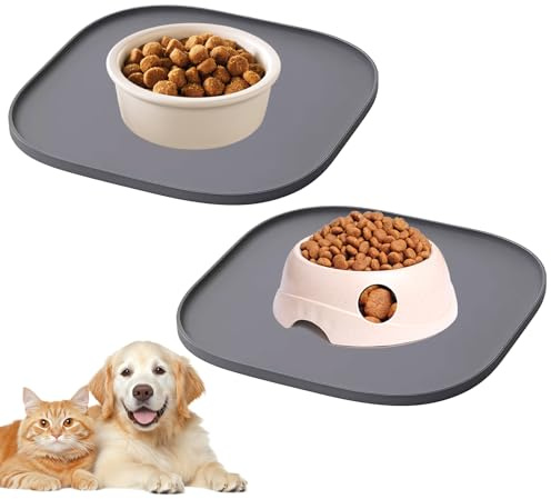 EXIN DEHCEN 2er-Set Wasserfeste Silikon Futtermatte für Hunde und Katzen